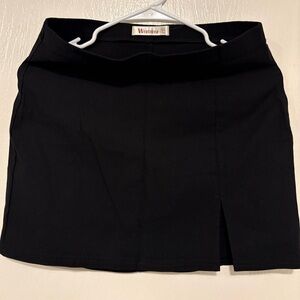 Black Mini Skirt with Front Slit